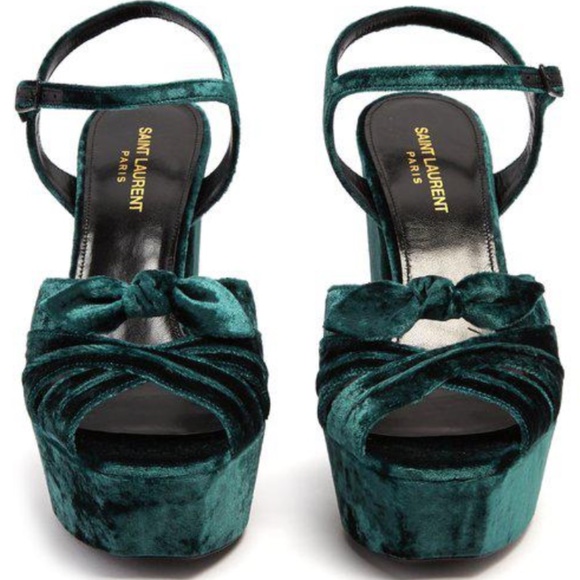 SAINT LAURENT Crushed Velvet Farrah Platform - Picture 2 of 9